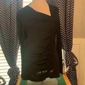 Simply Vera Vera Wang Black Asymmetrical Neck Top - Size Medium